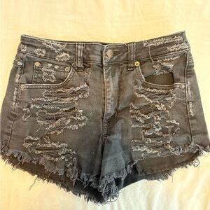 Distressed Gray Denim Shorts